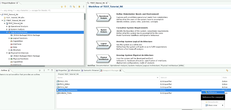ATICA package status in Viewpoint Manager