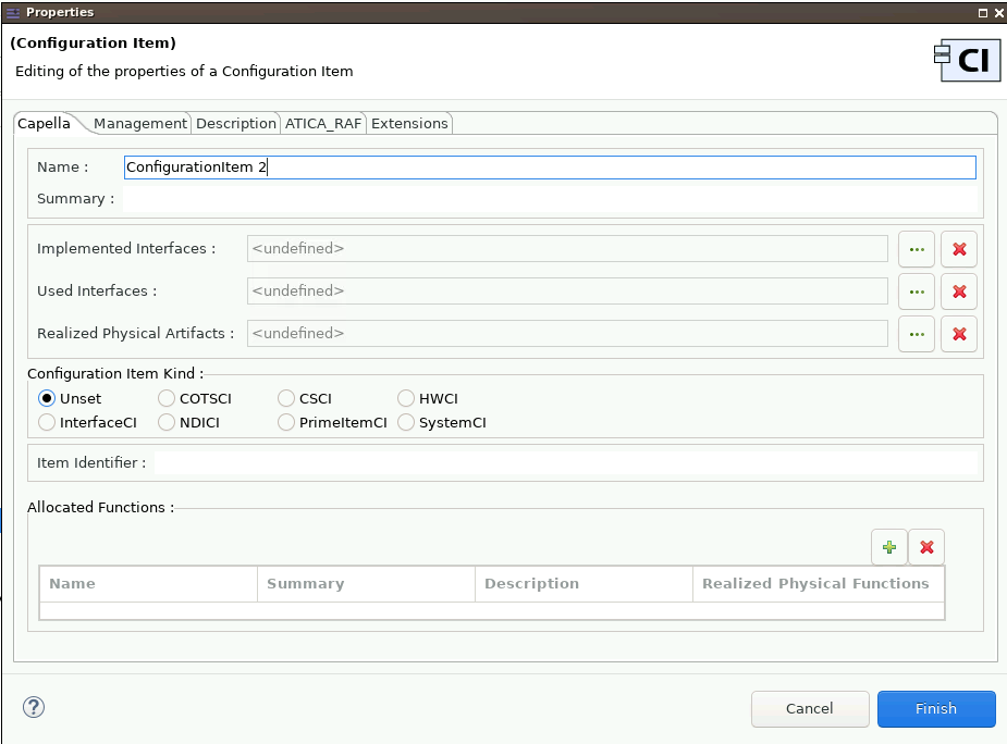 Configuration item properties