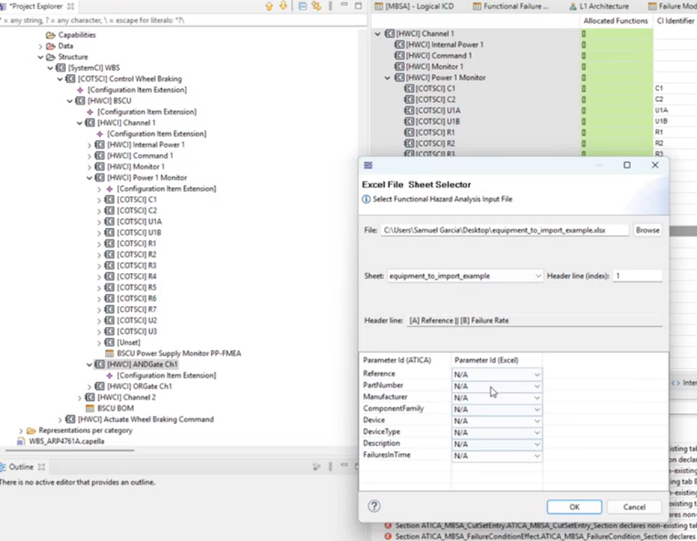 BOM column-mapping dialog
