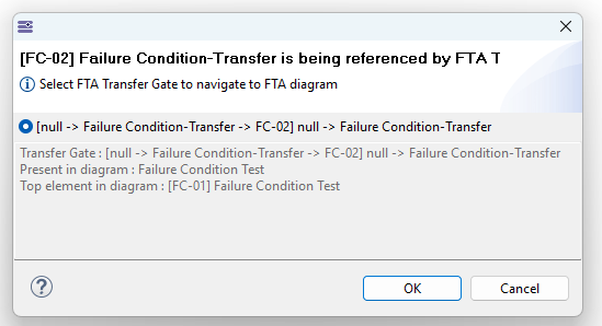 Dialog listing trees that reference a gate