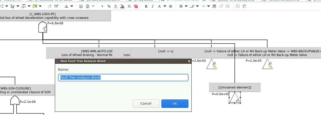 Dialog for selecting a referenced FTA node